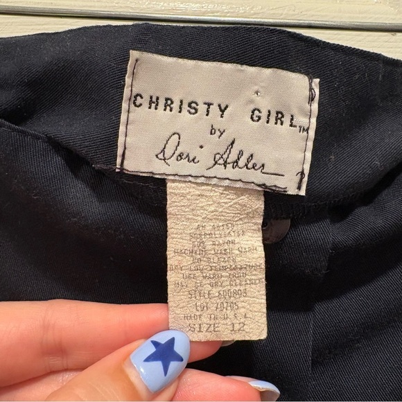 Vintage Navy Blue Christy Girl Button Up Skirt Maxi Ankle Length Skirt - Size 12 - Picture 3 of 5